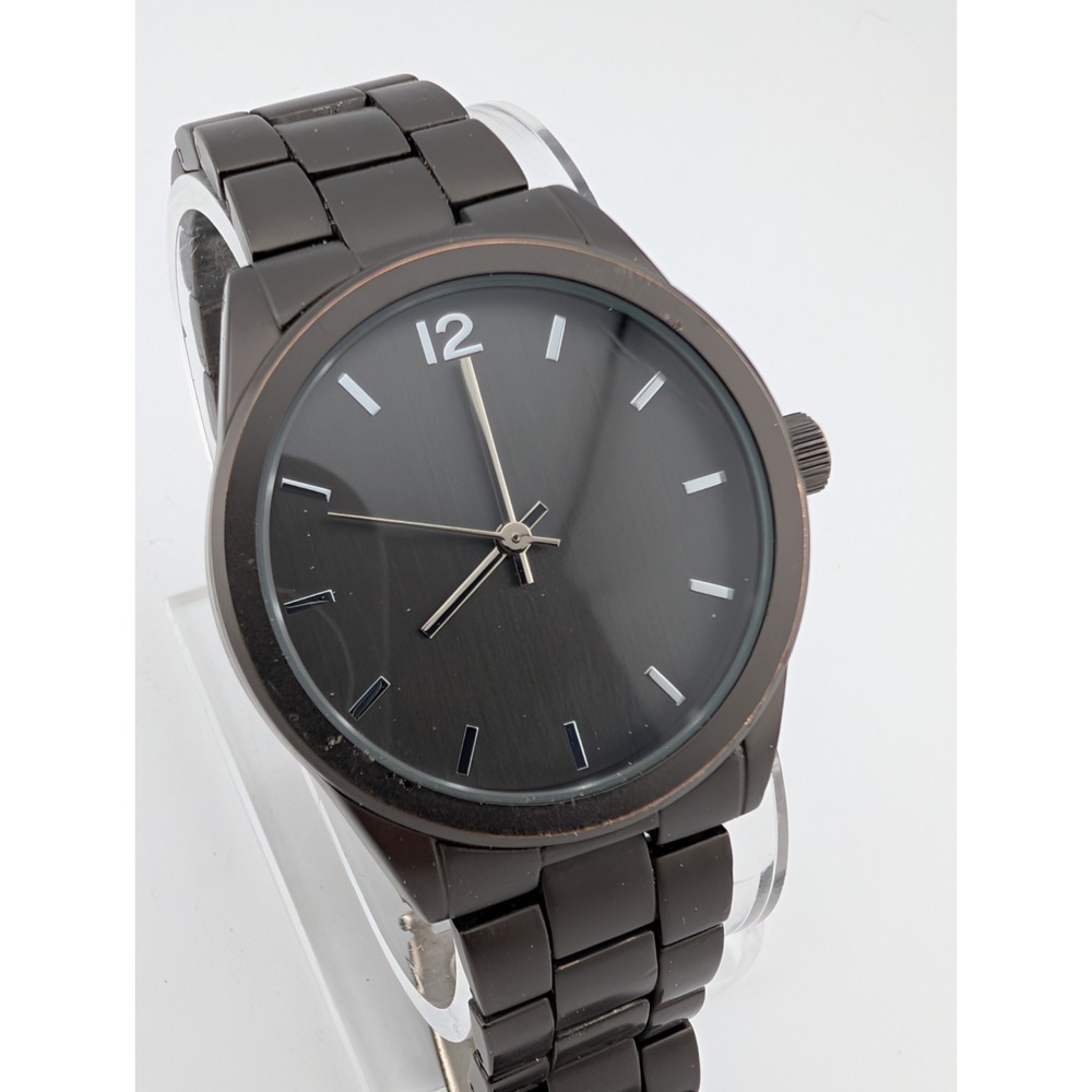 Goodfellow & Co Watch Men 38mm Case Gunmental Tone 7" Band- New Battery